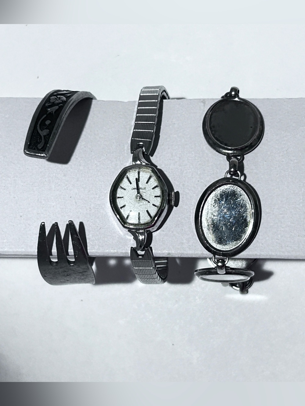 Vintage Caravelle Watch Women's Fork Handmade Jewelry Bracelet - LOT